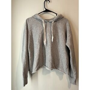 Aerie Oversized Crop Hoodie Size‎ Small Gray Drawstring Lightweight